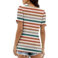 thumbnail image 7 of Atogsazn Tops for Women Summer Casual Ruffle Sleeve Square Neck T Shirts Striped Tee Blouse Fashion 02-Red XXL on Clearance, 7 of 7