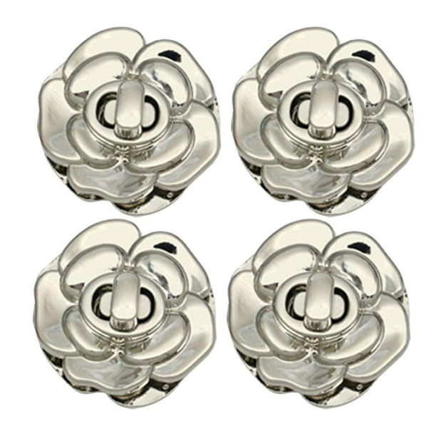 4 cierres giratorios para bolsos, herrajes para cierre de bolsos, candado para bolso, cierre giratorio resistente para carteras Plata