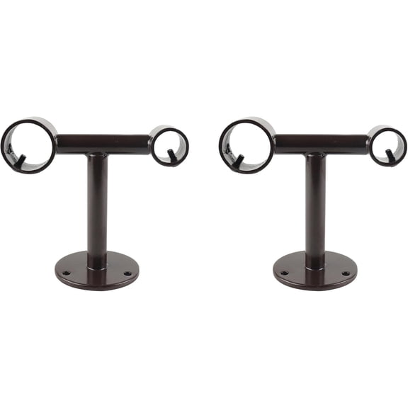 Urbanest Double Ceiling-Wall Curtain Rod Bracket – Fits 1-Inch Front Rod & 5/8-Inch Back Rod – Bronze - 2 Pieces