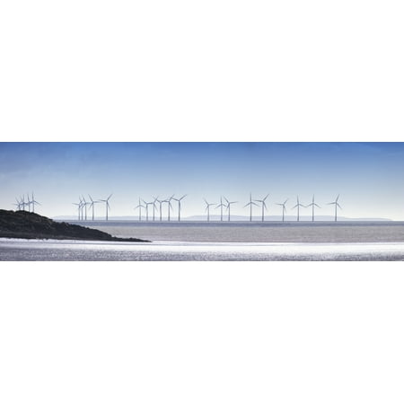 Wind Turbines Along The Coast Solway Firth Dumfries Scotland Canvas Art - John Short  Design Pics (44 x