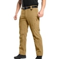 thumbnail image 2 of Domuza Cargo Pants for Men Thermal Fleece Lined Work Pants Outdoor Snow Ski Insulated Hiking Trousers Khaki L, 2 of 7