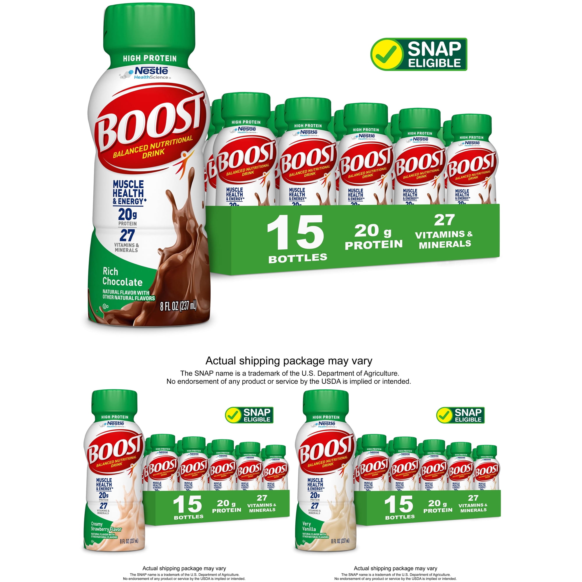 BOOST High Protein Nutritional Drink, Flavor Variety Pack, 45 - 8 fl oz Bottles