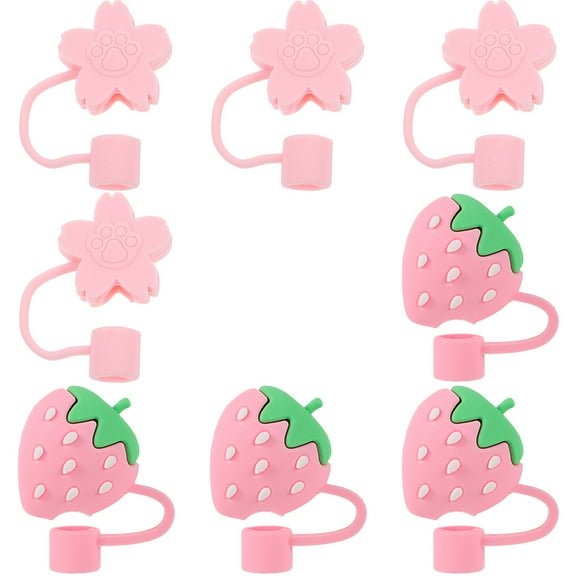 GOOHOCHY Pink Silicone Straw Covers for Protection Lightweight and Portable 8 Pieces Fits Most Straws