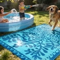 thumbnail image 5 of SUNDEREY 9’X12’Outdoor Rug for Patio,Waterproof Beach Mats, Seaweed Pattern Plastic Straw Outdoor Rugs for RV Patio Deck Beach Porch Backyard,Blue, 5 of 9