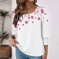 thumbnail image 4 of Sriper Women's 3/4 Sleeve Tops & Tee Shirts Floral Half Sleeve Print Designs Business Dress Shirts Office Wear Dressy Blouses Clothing Pink XL, 4 of 7