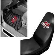 NFL Tampa Bay Buccanners 2 pc Front Floor Mats and Tampa Bay Buccanners Car Seat Cover Value Bundle