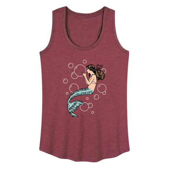 Instant Message - Mermaid Holding Bubbles - Women's Racerback Tank Top