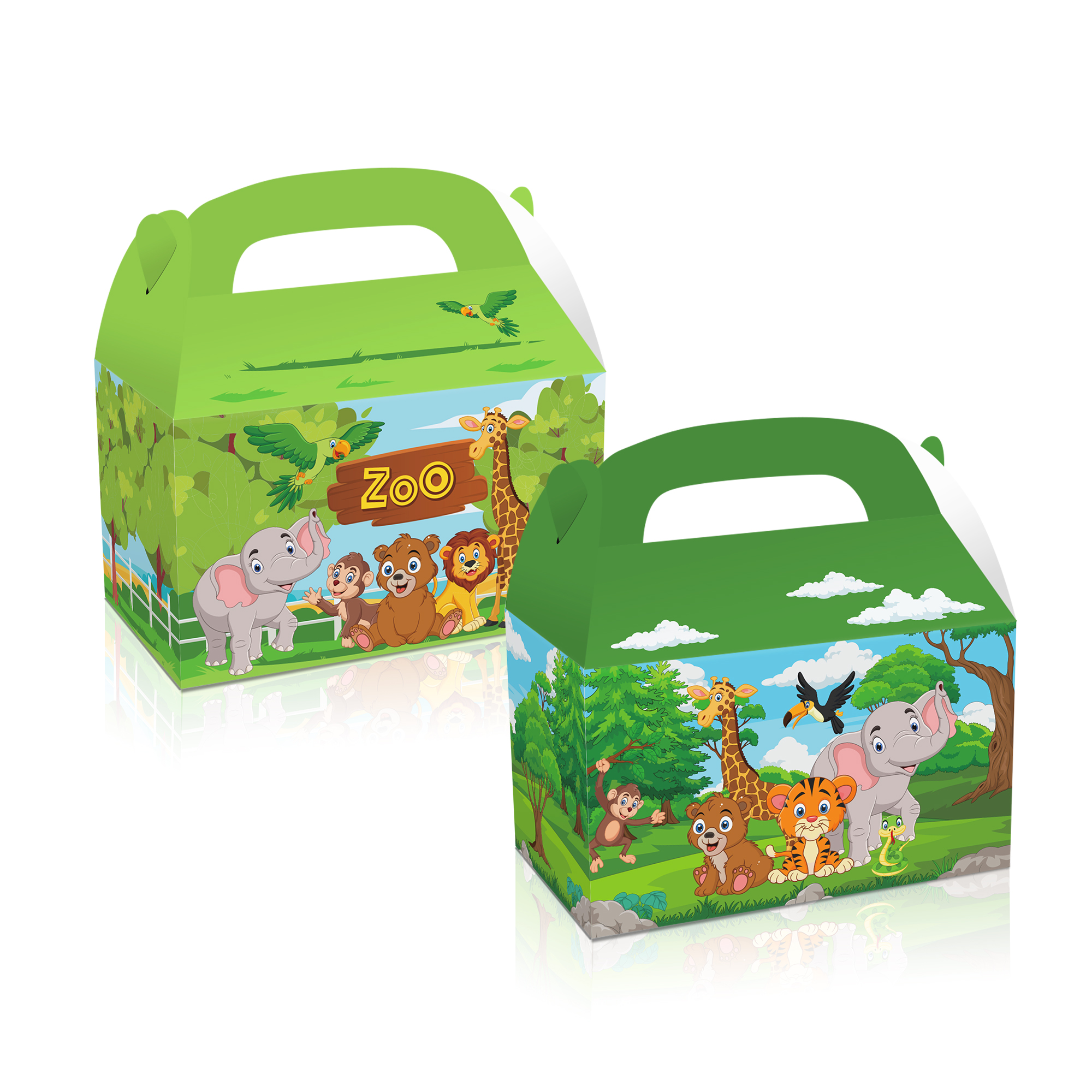 12 Dschungel-Tier-Geschenkboxen – 16x9.5x9.5 Cm, Für Zoo-Partys, Geburtstag & Goodie Bags
