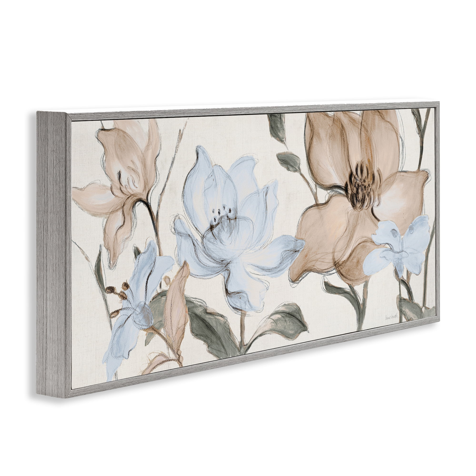 Stupell Industries Soft Whispering Florals Gray Framed Giclee Art, design by Lanie Loreth
