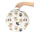 thumbnail image 2 of Cartoon Round Floor Cushion with Handle, Funny Owls Nocturnal Forest Animals in Hearts Spots Doodle Themed Illustration, Pillow for Living Room & Dorms, 18" Round, Rose and Khaki, by Ambesonne, 2 of 4