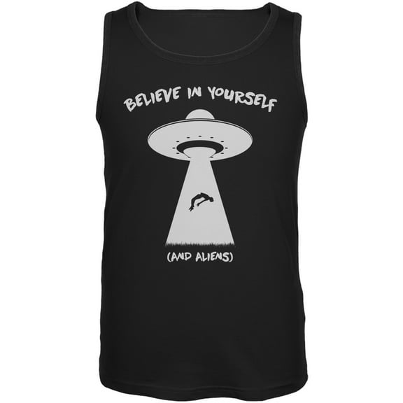 Believe In Yourself (and aliens) Black Adult Tank Top - Medium