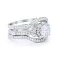 thumbnail image 2 of Three Piece Round Band Ring Bridal Set CZ 925 Sterling Silver Size 8, 2 of 4