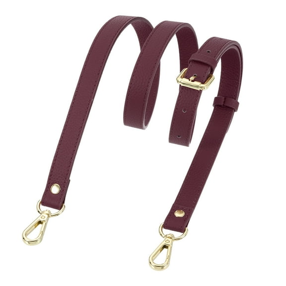 Uxcell 0.7" Genuine Leather Purse Strap for Bag (Burgundy, Gold Buckle)