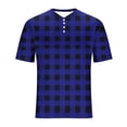 thumbnail image 5 of T-Shirts for Men Plus Size Plaid Printed Crewneck Button Short Sleeve Sports Fitness Summer Lightweight Pullover Tops, 5 of 5