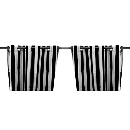 Set Of 2 Outdoor Curtain Panels 54 X 96 Black White Stripe