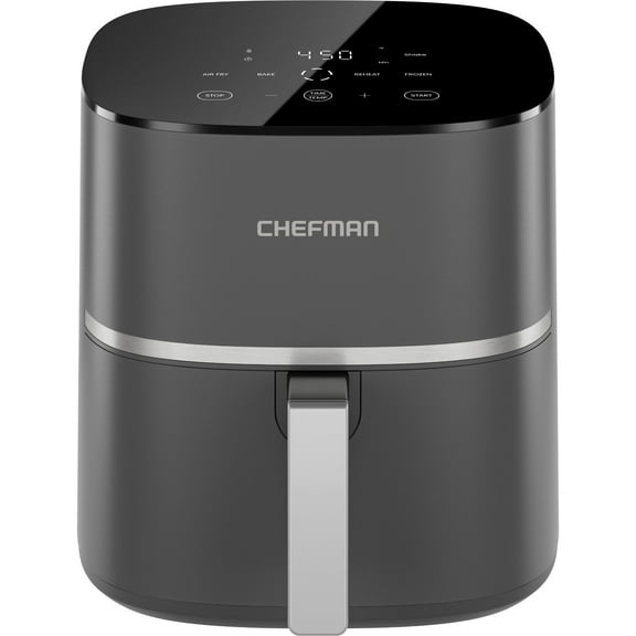 Chefman TurboX 5-Quart Air Fryer, 4 Cooking Functions   Digital Touch Controls - Gray