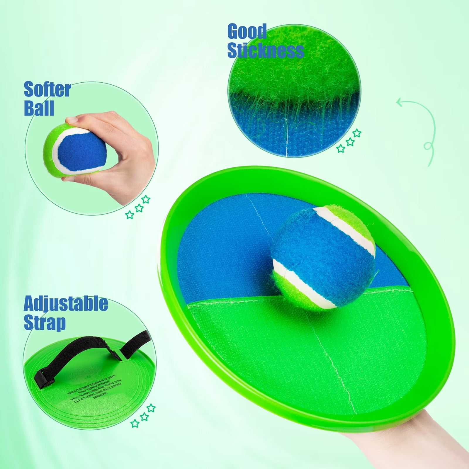 6Pcs Toss and Catch Ball Game Set, Outdoor Sports Equipment for Beach and Backyard, Lawn Activity with Paddles, Poolside Exercise, Family Fun Play, B