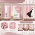 thumbnail image 5 of No-Drill Adhesive Blackout Curtains, Lace Double Layer Thermal Insulated Light-Filtering Drapes, Room Darkening Reusable for Bedroom Bay Window Living Room, Pink, 5 of 7