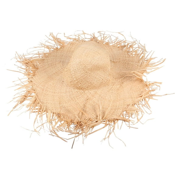 PartyKindom Beige Raffia Straw Cap for Beach and Daily Wear 1Pc