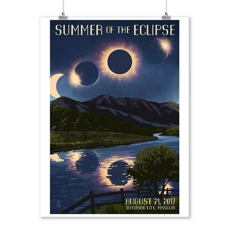 Jefferson City, Missouri - Solar Eclipse 2017 - Summer of the Eclipse - Lantern Press Artwork (9x12 Art Print, Wall Decor Travel