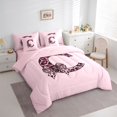 thumbnail image 2 of Erosebridal Cheetah Print C Personalized Initial Bedding Comforter Set 7-Piece For Teens,Girls Vintage Leopard Print Bowknot King Bedding Sets,Pink Reversible, 2 of 6