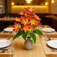thumbnail image 4 of Anhility Artificial Silk Lily Flowers, Faux Lily Flower 13.38" Fake Lilies Bouquets Faux Lilies Stem with Leaves for Indoor Outdoor Home Table Wedding Decor (Watermelon Red), 4 of 6