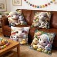 thumbnail image 4 of Japceit Easter Embroidery Style Pillow Cover Set, 4 Piece Simulated Pet Animal Design for Sofa, Festive Decoration Cushion Case, 45x45cm, Washable, 4 of 6