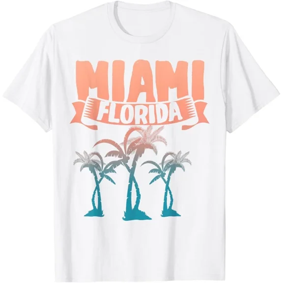 ANUNSHIRT Tropical Summer Vacation Palm Trees Miami Beach Florida T-Shirt Unisex S-5XL Hot Trending Shirt, Vintage Birthday Gift