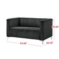thumbnail image 5 of Home Design Gavin 2-Piece Velvet Living Room Set with Loveseat and Sofa, Square Arm Design, Channel Tufted Upholstery, Gray, 5 of 6