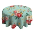 thumbnail image 4 of Pioneer Flower Floral Print Pattern Round Tablecloth 60"x60",Wrinkle Wipeable Table Cloth for Kitchen Dining Room Picnic Patio Party, 4 of 6