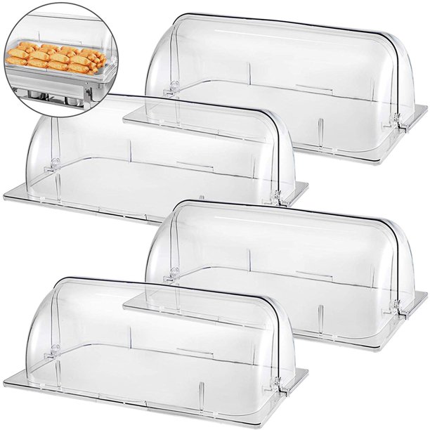 VEVOR 4 Packs Chafing Dish Cover Clear 21"x13"x17" Roll Top Chafing