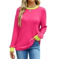 thumbnail image 4 of Fantaslook Striped Long Sleeve Shirts for Women Crewneck Tunic Tops Color Block Blouses Fall Pullover, 4 of 8