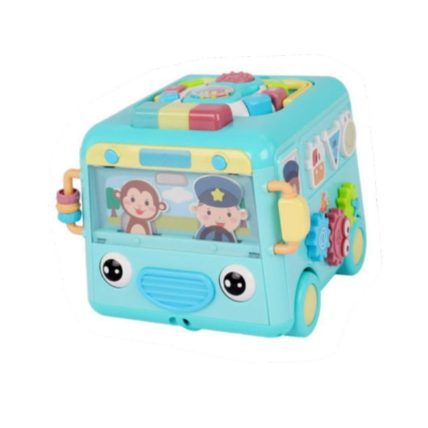 Autobús de juguete para niños Hugo juguete sensorial de aprendizaje preescolar educación temprana con asa azul