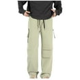 thumbnail image 1 of Amzcrzy Cargo Pants for Men Men's Fashion Casual Solid Color Pockets Elastic Rope Casual Pants Men's Pants Men's Cargo Pants Pants for Men Men's Clothing Slacks for Men, 1 of 4