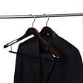 thumbnail image 3 of 30 Quality Luxury Curved Wooden Suit Hangers Wide Wood Hanger for Coats with Velvet Bar for Pants Mahogany Finish (30), 3 of 6