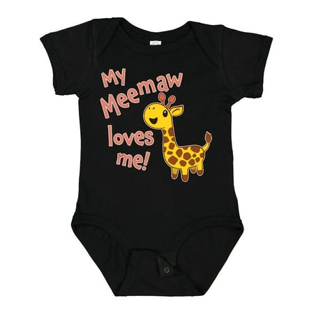 

Inktastic My Meemaw Loves Me- Cute Giraffe Gift Baby Boy or Baby Girl Bodysuit