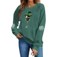 thumbnail image 2 of LEKWK St Patricks Day Tshirt Women Regular Fit Crew Neck Sweatshirts Long Sleeve Tops Sparkly Shamrock Beer Glass Graphic Party Wear, 2 of 6
