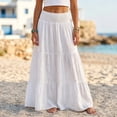 thumbnail image 5 of Vynhevius Women's Smocked Waist Tiered Maxi Skirt Solid Summer Beach Casual Flowy Long Skirts, 5 of 5