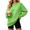 thumbnail image 2 of Stralyhd Womens Sweatshirt Oversized Long Sleeve Crewneck Sweaters Fall Casual Fashion Pullover Tops Comfy Loose Clothes Basic Lounge Wear Green XXL, 2 of 4