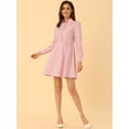 thumbnail image 2 of Vestido camisero de manga larga con botones y cuello vuelto floral bordado para mujer Rosa XS, 2 of 5