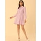 thumbnail image 2 of Vestido camisero Allegra K manga larga floral bordado Rosa L, 2 of 5