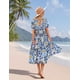 thumbnail image 2 of Vestido midi YESNO de verano con estampado floral con cuello en V y manga abullonada S EVX CR471B, 2 of 3