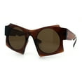 thumbnail image 4 of Retro Square Round Circle Lens Plastic Geometric Mod Sunglasses All Brown, 4 of 8
