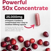 Pure Co 25,000mg Organic Cranberry Pills 50:1 Concentrate Kidney Support Supplement, 120 Capsules