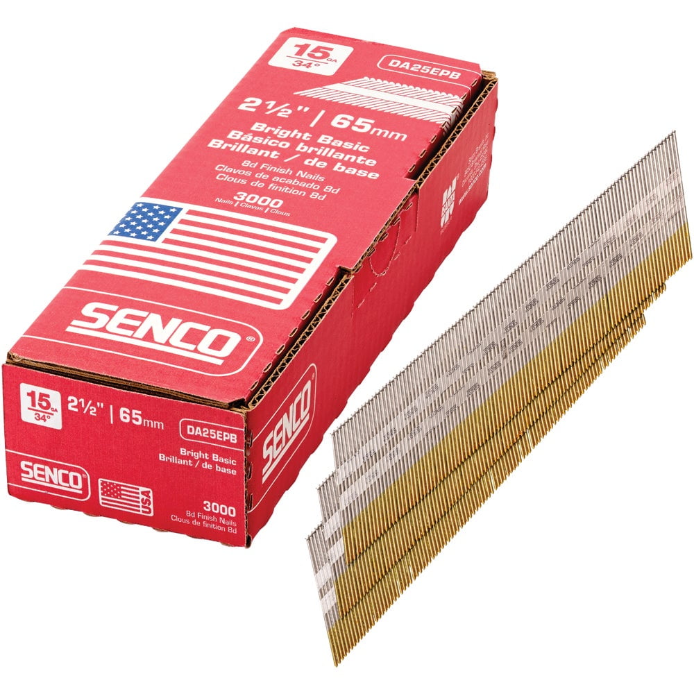 Senco 15Gauge Bright 34 Degree Angled Finish Nail, 21/2 In. (3000 Ct.)