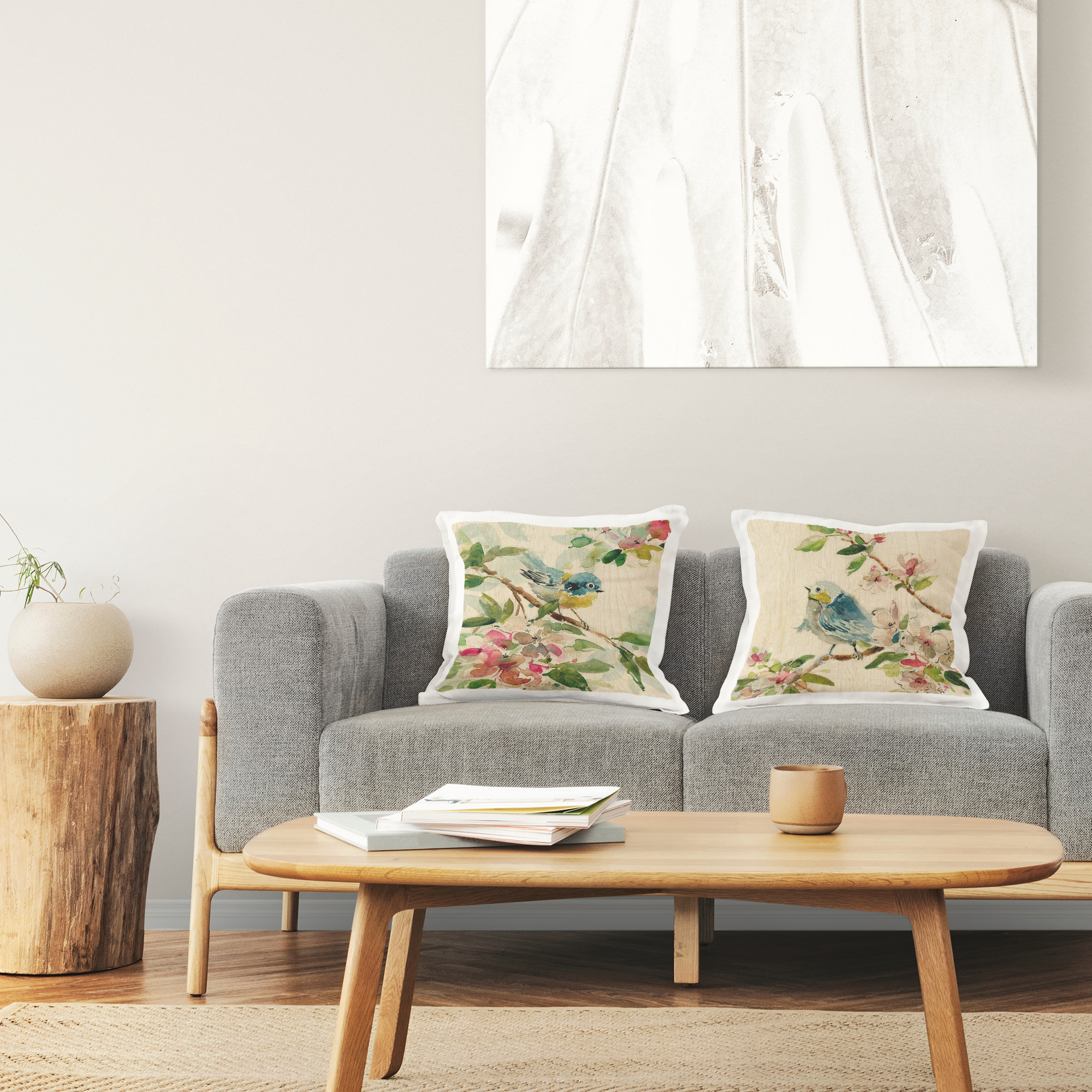 Stupell Industries Perched Spring Birds Decorative Printed Throw Pillow Design by Carol Robinson.