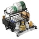 thumbnail image 1 of Escurridor de Trastes, Escurridor de Platos 2 Niveles Ajustable 360 ° Drenaje, Escurridors de Trastes Grande para Cocina Soporte para Portavasos y Tabla de Cortar (Negro), 1 of 8