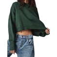 thumbnail image 1 of Wassery 2023 Women's Autumn Cropped Knit Tops Solid Color Ribbed Round Neck Long Sleeve Loose Sweaters Knitwear Teen Girls  Vintage Streetwear, 1 of 4