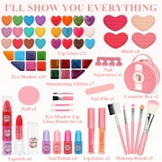 Sendida Kids Makeup Kit for Girl, 66 Pcs Real Washable Makeup Set for Little Girls Play Makeup Toy Beauty Set Birthday Gift Age 3 4 5 6 7 8 9+ Year Old Kids Toddler Gifts