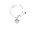 thumbnail image 2 of Delight Jewelry Two-tone Large Daisy with Peace Sign - Silvertone Leaf Delicate Bracelet, 6.25+1.75", 2 of 4